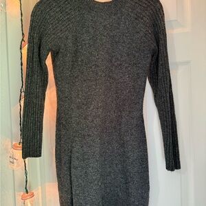 Abercrombie & Fitch Gray Ribbed Long Sleeve Sweater Dress